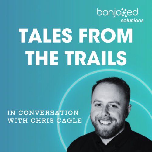 Spotify episode cover reading "Tales From the Trails" and. "In Conversation with Chris Cagle" with a black and white image of Chris Cagle in the corner.